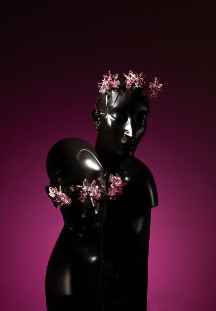 Stephen Jones Millinery pink glasses